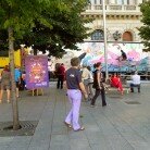 Encuentrambar. Transformación de un camión de reparto en obra de arte. Plaza de España, Zaragoza