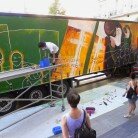 Encuentrambar. Transformación de un camión de reparto en obra de arte. Plaza de España, Zaragoza